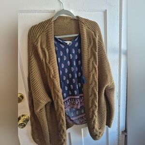 Source Unknown Cable Knit Cardigan - Tan